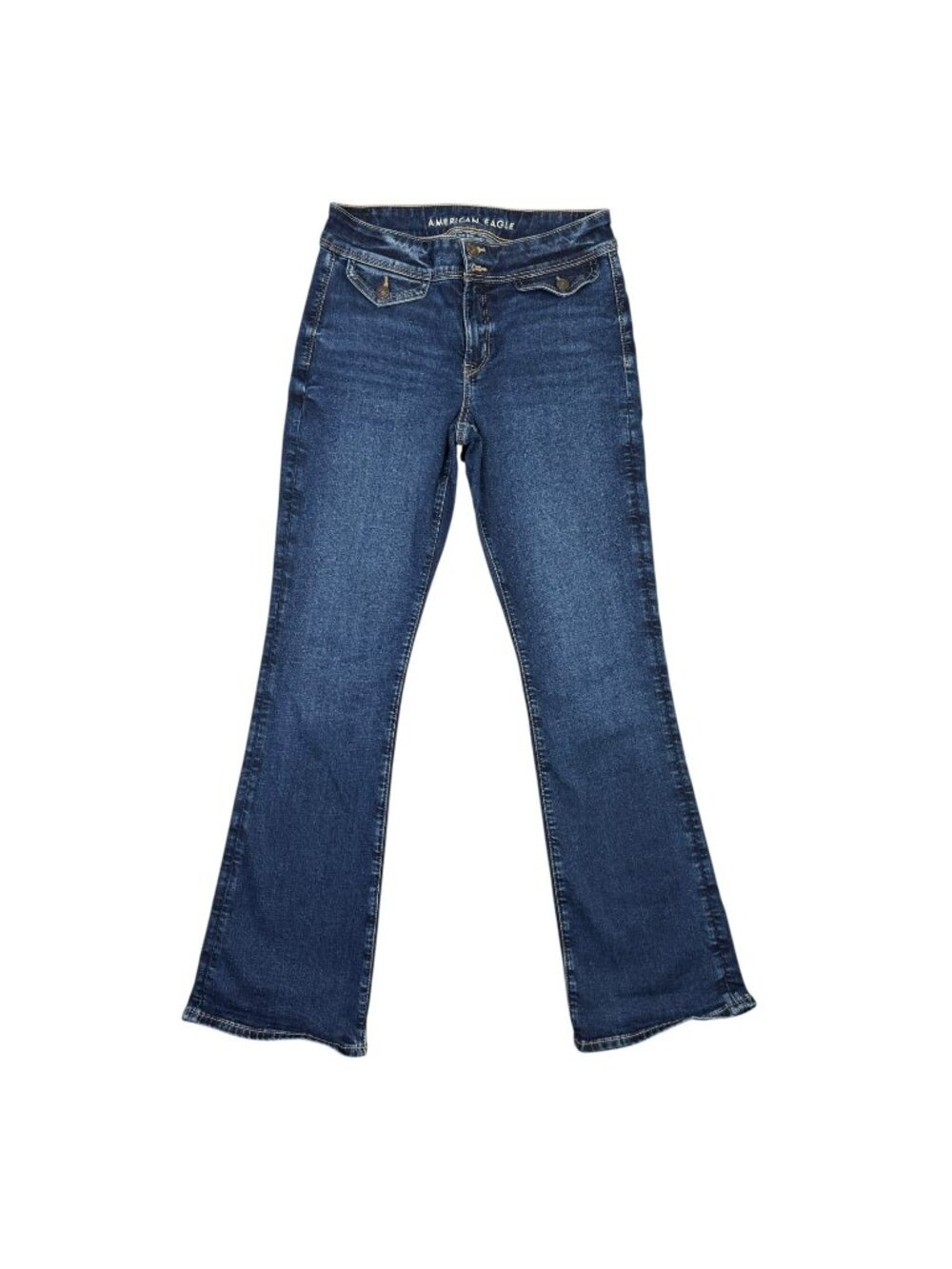 American Eagle Kick Bootcut Jeans Womens 8 Mid Rise Stretch Denim Flap Pocket